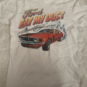 Urban Outfitters White Short Sleeve Tee with Red Mustang Graphic